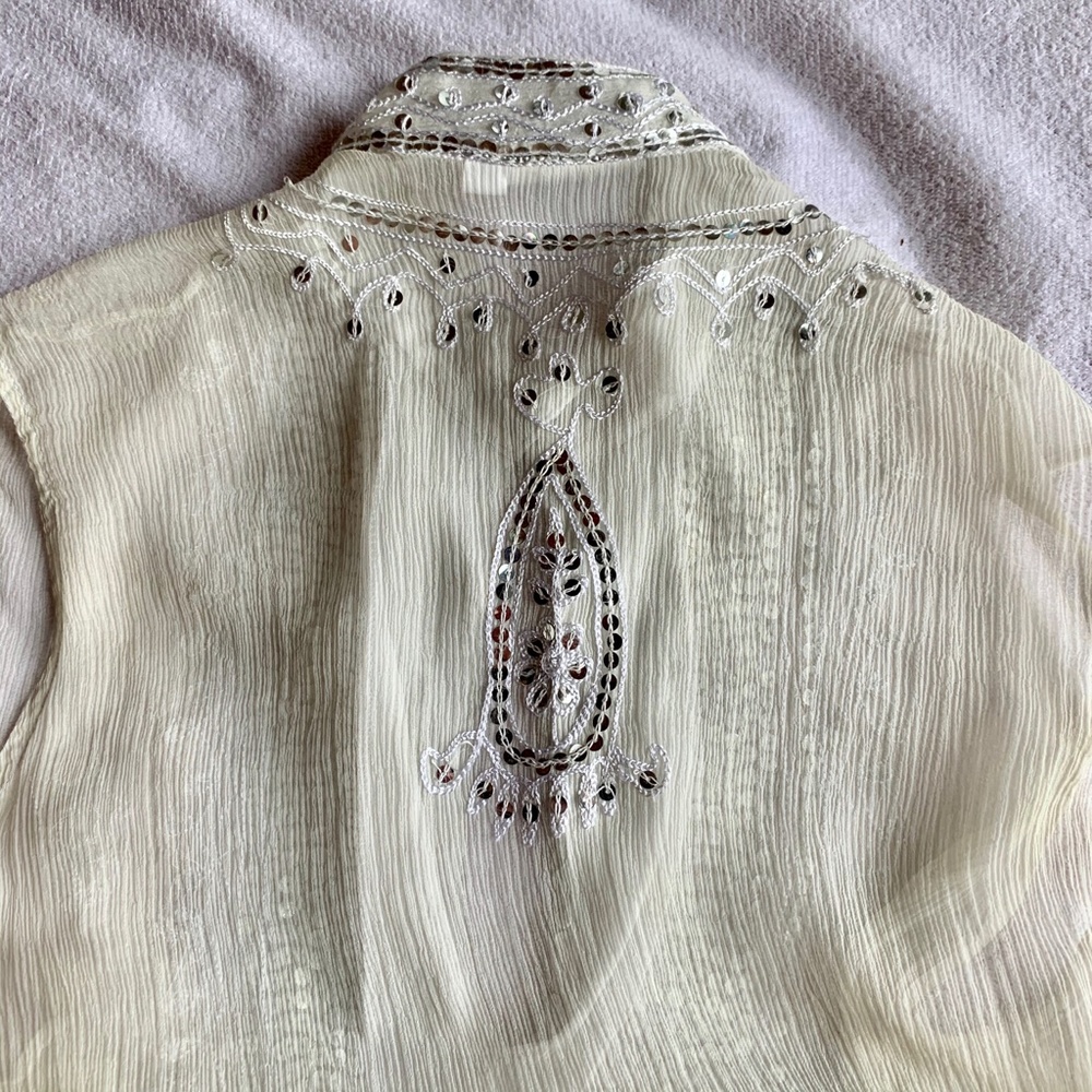 Bindya Lulla Silk Gauze Embellished Tunic S/M - Picture 3 of 6